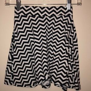 Black and White Chevron Skater Skirt